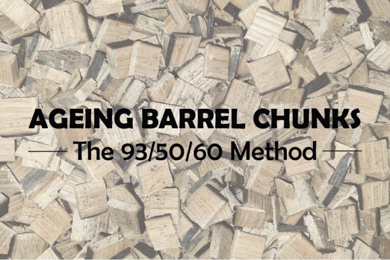 Pile of ageing barrel wood chunks with text overlay