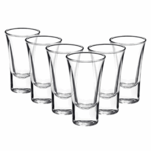 Set of six clear tall drinking glasses