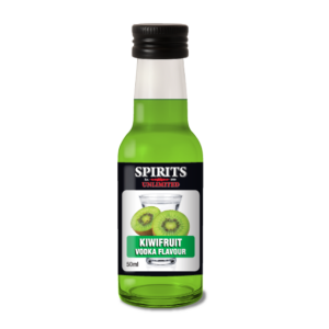 Kiwi-flavoured vodka in a green bottle